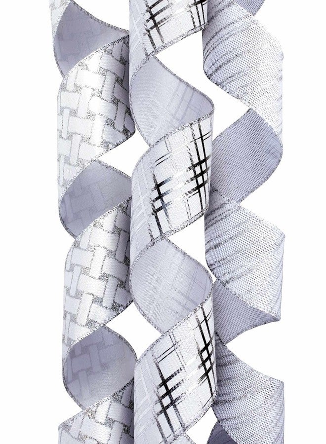 OLYPHAN Silver Ribbon Wired, Easter Ribbons for Basket 3 Rolls 2.5 Inch 36 Yard Christmas Tree Sheer Glitter Organza Wired Edge Gift Wrapping, Crafts, Home Decor Decoration Indoor/Outdoor Bows for Baskets - Image 5